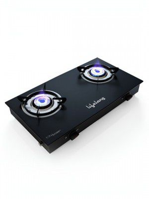 Lifelong Black Manual Ignition Glass Top Gas Stove