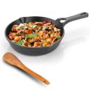 Lifelong Cast Iron Fry Pan 8 Inch (20mm) with Wooden Spatula...