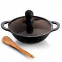 Lifelong Cast Iron Kadhai 24cm with Glass Lid & Wooden Spatula | 3.3L, 2.4kg...