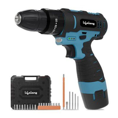 Lifelong Cordless Drill Machine for Home & DIY Use | Drill Driver | 12V Battery | 1450 RPM | | 25 accessories