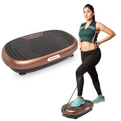 Lifelong Crazyfit Vibration Plate Massager Machine for Home & Gym Workout for Full Body (LLM234,1 Year Warranty, Corded Electric, Brown)