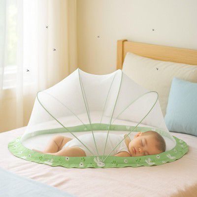Lifelong Cuppy Baby Mosquito Net for Bed | Pop-Up Design with Fine Mesh (LLCMNK01, Green)