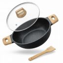 Lifelong Die-Cast Kadhai 24cm with Glass Lid & Wooden Spatula | 1.9L...