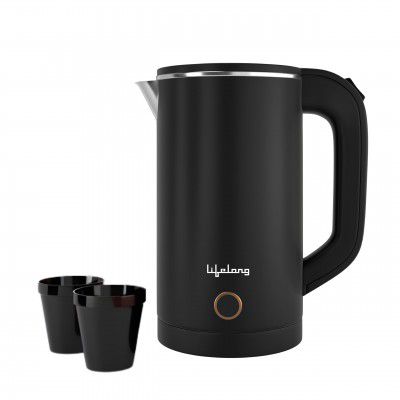 Lifelong Electric Kettle 0.8 Litre with 2 Cups | 600W Stainless Steel Kettle(Black)