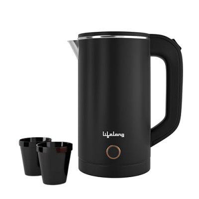 Lifelong Electric Kettle 1.5 litre | 1500W Stainless Steel Kettle (Black)