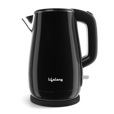 Lifelong Electric Kettle 1.5 Litre | 1350W Kettle with Double Wall & Cool Touch Body (Black, LLEKP02)