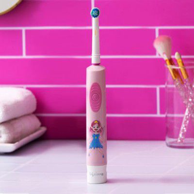 Lifelong Electric Toothbrush with Free Clove Dental Health Plan for Kids (3+ Years) with Animated sticker for Designing your Toothbrush | 2 Extra Soft Brush Heads|2 min Smart Timer|Rotary Toothbrush E