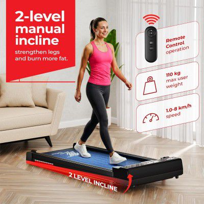 Lifelong Fit Pro Treadmill 3 HP Peak Dc Brushless Motor 2 Level Manual Incline Walking Machine at 8 km/Hr Speed with Led Display, 110kg Capacity, Black
