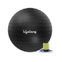 Lifelong Gym Ball for Exercise | Anti-Burst Exercise Ball with Foot Pump (LLFAGB75, Black, Diameter: 75cm)...