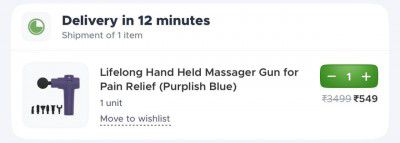 Lifelong Hand Held Massager Gun for Pain Relief (Purplish Blue)