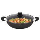 Lifelong Hard Anodized Kadai 3 Litre, Induction and Gas Compatible, Black (with Glass Lid) (Kadhai)...