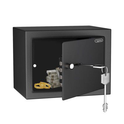 Lifelong Home Safe Locker with Key for Home, 8.6 Litre Capacity, 3 Live Bolts, 5mm Sturdy Metal Door (LLHSM01, Black)