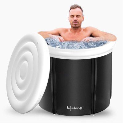 Lifelong Ice Bath Tub for Adults - Cold Plunge Ice Recovery Bath Tub (Black)
