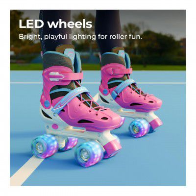 Lifelong Kids Adjustable Skating Shoes with LED Lights – Inline Roller Skating (21-23.5 cm)