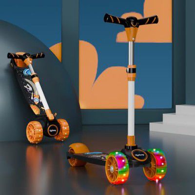 Blinkit Loot : Lifelong Kids Scooter with LED Wheels & Adjustable Height (Black & Orange)