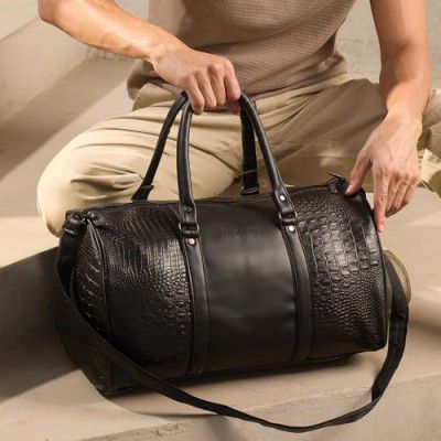 Lifelong Leatherette Stylish & Spacious Weekender Duffle Bag (Black)