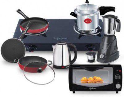 Lifelong LLCMBGS06 2B OTG Cooker Cookware Mixer Kettle Combo Glass Manual Gas Stove  (2 Burners)