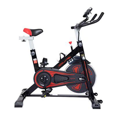 Lifelong LLF45 Fit Pro Spin Fitness Bike with 6Kg Flywheel, Adjustable Resistance, LCD Monitor and Heart Rate Sensor (1 Year Warranty, Max Weight: 120 kg)