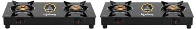 [Pack of 2] Lifelong LLGS912 Automatic Ignition 2 Burner Gas Stove with 6mm Toughened Glass Top, Automatic Ignition