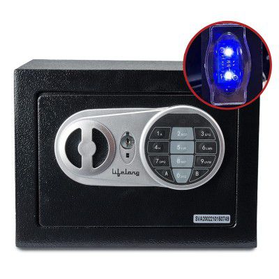 Lifelong LLHSL03 8.6Litres Home Safe Electronic Locker with LED Light | Digital Security Safe with Motorized Locking Mechanism - 0.3 Cubic Feet, (1 Year Warranty, Black)