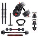Lifelong LLPVCKBC01 PVC Adjustable Kettle Bell Set 10kg Plate with Extension Barbell Rod, Dumbbells Rods and Kettle Bell Handle with Rod, Nuts,Black...