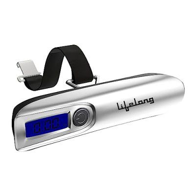 Lifelong Luggage Weighing Scale for Flights, Travel, Home, Shop, Gas Cylinder; Portable, Hanging Weight Machine for Bags and Baggage Included Battery 50kg with LCD Display - (1 Years Warranty, Silver,