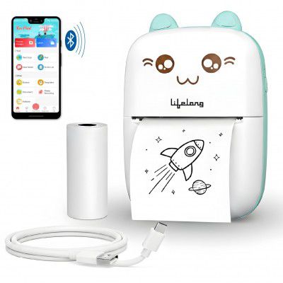 Lifelong Mini Thermal Printer | Portable & Inkless | Support Bluetooth (LLEMP09)
