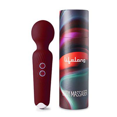 Lifelong Personal Massager Machine for Women - 20 Vibration Modes, 8 Speed-Levels & Fast Charging - Water Resistant for Full Body (LLM711, Wine)