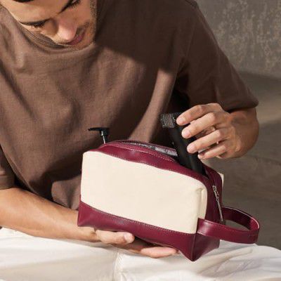 Lifelong Personalised Travel Pouch | Premium Water-Resistant Canvas Toiletry Bag (Maroon)