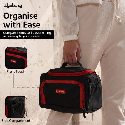 Lifelong Polyester Toiletry Bag, 26cm (Red/Black)