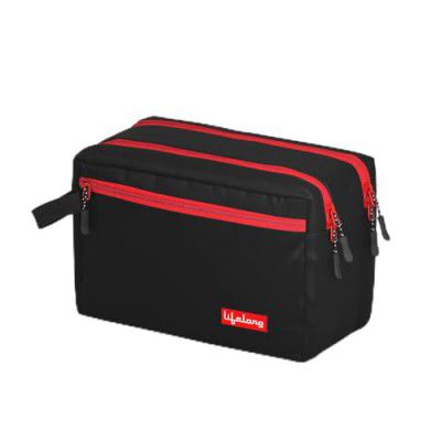 Lifelong Polyester Toiletry Bag  | Wash Bag 24Cm (Red/Black)