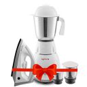 Lifelong Power - Pro 500 Watt 3 Jar Mixer Grinder with 3 Speed Control and 1100 Watt Dry Non-Stick soleplate Iron Super Combo (White and Grey, 1 Year Warranty)...