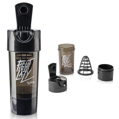 Lifelong Protein Shaker|100% Leakproof Stylish Protein Shaker Bottle - 500ml (LLSHB02, Black),Plastic