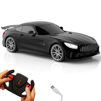 Lifelong Rechargeable Remote Control Car for Kids | 2.4GHz, LED Headlights, Up to 90 to 120 min Non-Stop Play Time, 125ft Remote Range, Type-C Charging - AMG BLACK