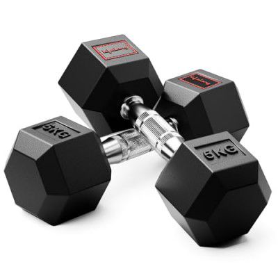 Lifelong Rubber Dumbbells Set of 2 (5Kg*2) for Home Gym (Black)