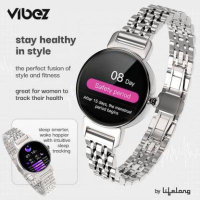 Lifelong Ruby AMOLED Display for Women with Metal Strap,Bluetooth Calling Smartwatch (Silver Strap, 1.04)