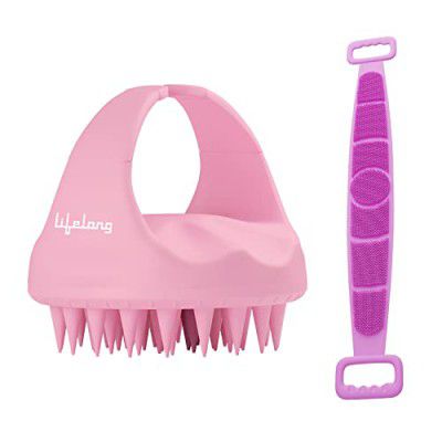 Lifelong Silicone Scalp Massager Shampoo Brush with Body Scrubber