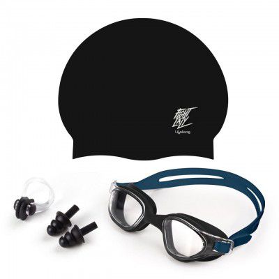Lifelong Silicone Swimming Combo Kit | Waterproof Swim Cap with Earplugs & Nose Clip