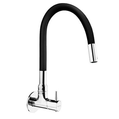 Lifelong Sink Cock with Flexible Spout Kitchen|Kitchen Sink Spout - Wall Mount Installation (LLKASS01, Black, 1 Year Warranty)