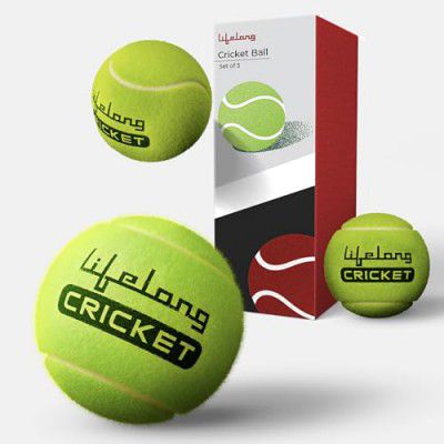 Lifelong Soft Cricket Tennis Ball | Green Tennis Ball for Cricket Tournament | Durable Lawn Play Soft Balls (Set of 3)