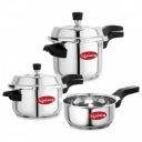 Lifelong Stainless Steel Pressure Cooker | Set of 3 | 2L, 3L & 5L...