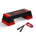 Lifelong Step Platform Aerobic Stepper Bench with Screw-Free Design Skipping Rope, Workout Deck with Adjustable Riser Height and PVC Jump Rope (Red and Black)...