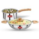 Lifelong TriPly Combo Kadhai with Lid and Sauce Pan, Cookware Set Kadai - 20 cm, Sauce Pan - 16 cm, Induction Bottom and Gas Stove Cookware - (Silver, LLTPC15)...