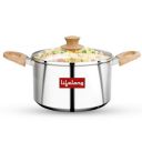 Lifelong Triply Sauce Pan Cooking Pot with Glass Lid, 20cm, 3.25 L | Soft Touch Handles, Ideal(Silver, LLTPCP22)...