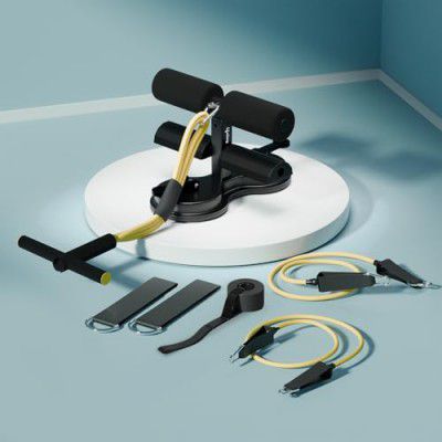 Lifelong Tummy Trimmer with Double Suction Cup Sit-Up Bar for Abdominal Exercise, Leg Muscle Training Arm Muscles Exercise (Yellow/Black)