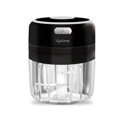 Lifelong USB Rechargeable Wireless Electric Chopper with Stainless Steel Blades - 250 ML (Black) 30 Watts