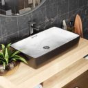 Lifelong Wash Basin for Bathroom - Tabletop Washbasin - Ceramic Glossy Rectangular Countertop Vessel Sink Ideal 61x36x13 cm (Black and Grey, LLHISB05)...