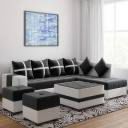 lifestyle furniture signature black right Leatherette 8 Seater Sofa  (Finish Color - black, DIY(Do-It-Yourself))...