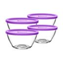 Lifini Glass Random Mixing Bowl with Lid - 435ml, Set of 4, Transparent...