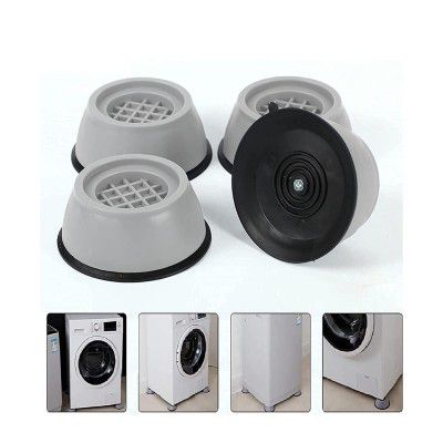 Lifini Washer Dryer Anti Vibration Pads with Suction Cup Feet, Fridge Washing Machine Leveling Feet Anti Walk Pads Shock Absorber Furniture Lifting Base(4 Piece)